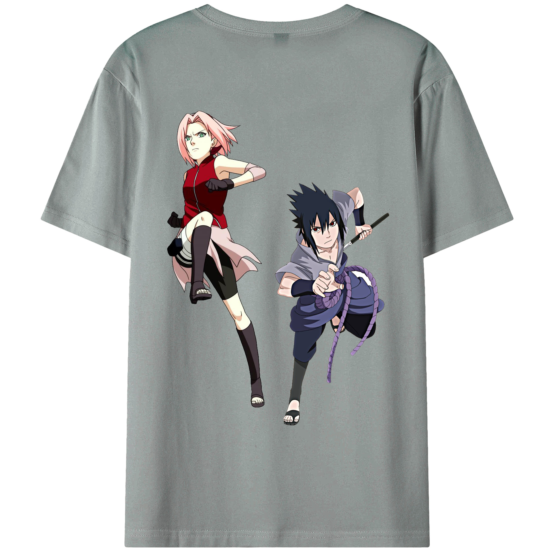 （画像用） NARUTO -ナルト- 春野サクラ Haruno Sakura 綿100％ メンズ半袖Tシャツ（バックプリント） 通気性